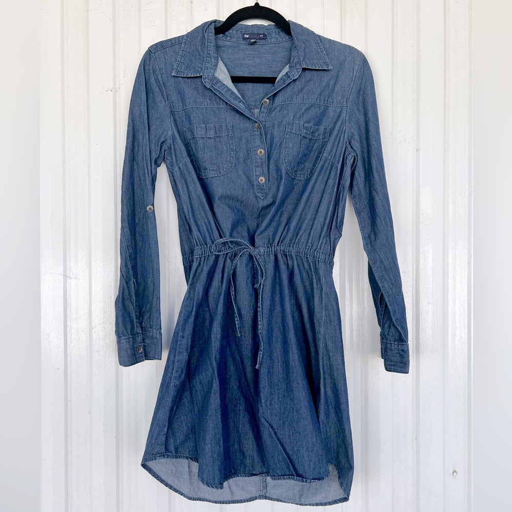 Denim Tie Waist Shirt Dress